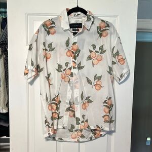 Abercrombie & Fitch White Shirt with Orange and Green Print
